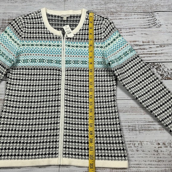 NWT Talbots Petite Womens‎ Sweater Cardigan Small Full Zip Fair Isle Blue Nordic - Picture 4 of 7